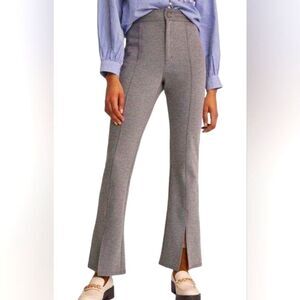 Maeve Anthropologie Wide Leg Pants High Waist Seam Ankle Slit Trousers Plaid 14